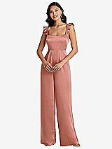 Front View Thumbnail - Desert Rose Ruffled Sleeve Tie-Back Jumpsuit with Pockets