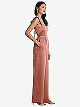 Side View Thumbnail - Desert Rose Ruffled Sleeve Tie-Back Jumpsuit with Pockets