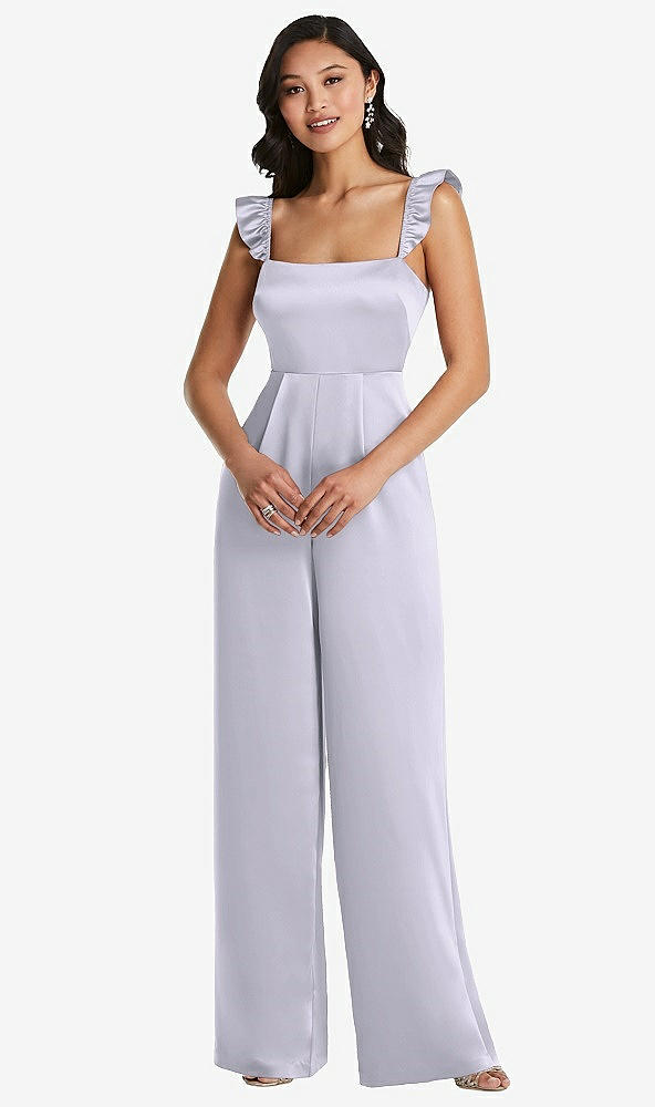 Front View - Silver Dove Ruffled Sleeve Tie-Back Jumpsuit with Pockets