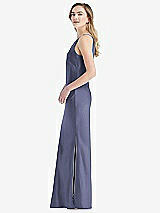 Side View Thumbnail - French Blue One-Shoulder Asymmetrical Maxi Slip Dress