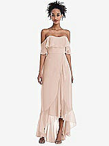 Front View Thumbnail - Cameo Off-the-Shoulder Ruffled High Low Maxi Dress