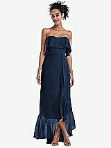 Alt View 1 Thumbnail - Midnight Navy Off-the-Shoulder Ruffled High Low Maxi Dress