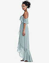 Side View Thumbnail - Morning Sky Off-the-Shoulder Ruffled High Low Maxi Dress