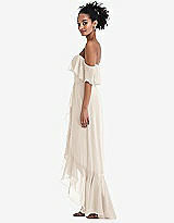 Side View Thumbnail - Oat Off-the-Shoulder Ruffled High Low Maxi Dress