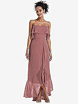 Alt View 1 Thumbnail - Rosewood Off-the-Shoulder Ruffled High Low Maxi Dress