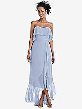 Alt View 1 Thumbnail - Sky Blue Off-the-Shoulder Ruffled High Low Maxi Dress