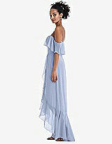 Side View Thumbnail - Sky Blue Off-the-Shoulder Ruffled High Low Maxi Dress