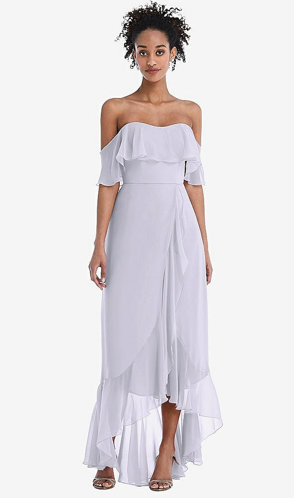 Front View - Silver Dove Off-the-Shoulder Ruffled High Low Maxi Dress
