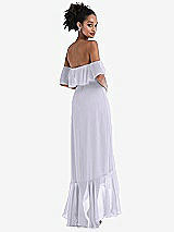 Rear View Thumbnail - Silver Dove Off-the-Shoulder Ruffled High Low Maxi Dress