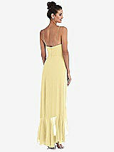 Rear View Thumbnail - Pale Yellow Ruffle-Trimmed V-Neck High Low Wrap Dress