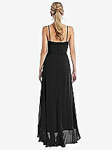 Rear View Thumbnail - Black Scoop Neck Ruffle-Trimmed High Low Maxi Dress