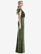 Side View Thumbnail - Sage Flutter Sleeve Wrap Bodice Velvet Maxi Dress with Pockets