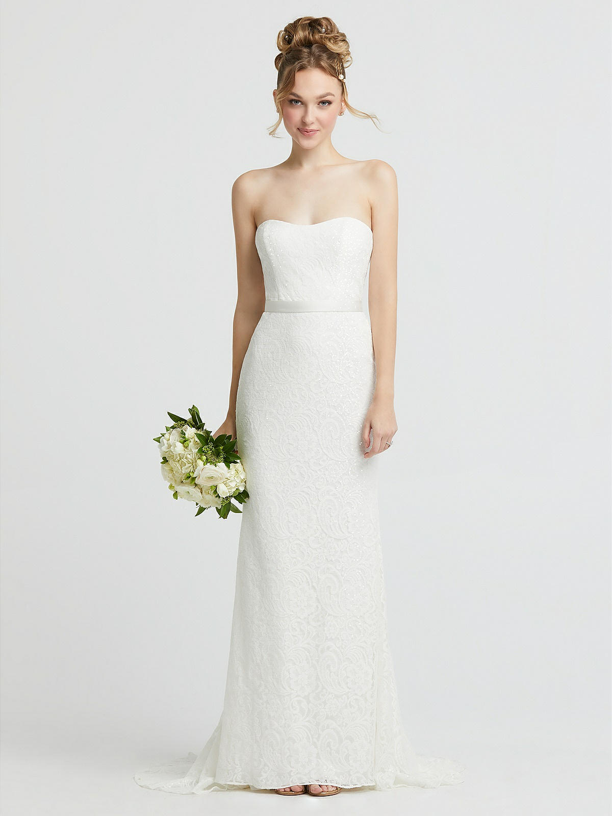 Strapless Column Gown In Ivory