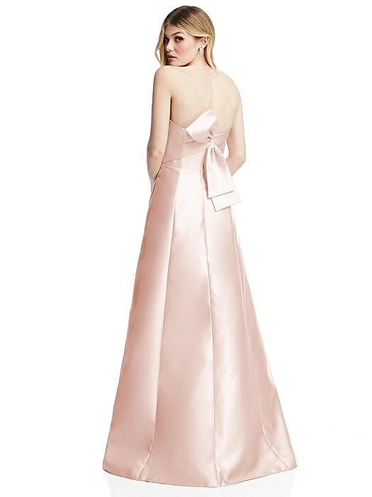 Strapless A-line Satin Gown with Modern Bow Detail