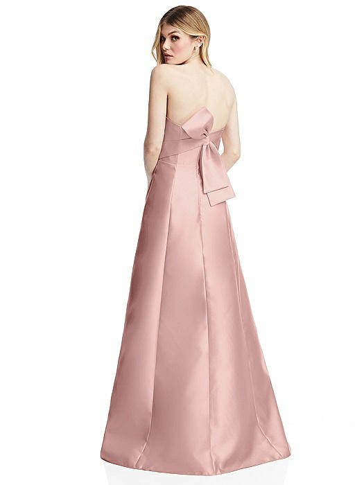 Strapless A-line Satin Gown with Modern Bow Detail