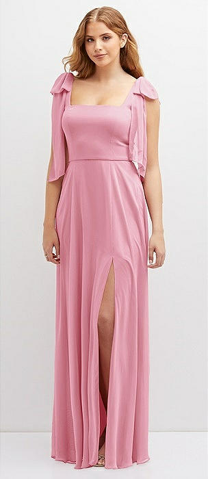 Draped Chiffon Grecian Column Bridesmaid Dress With Convertible Straps In  Orchid Pink