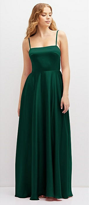 Hunter Green Maxi Dress With Open Back and Frayed Hem