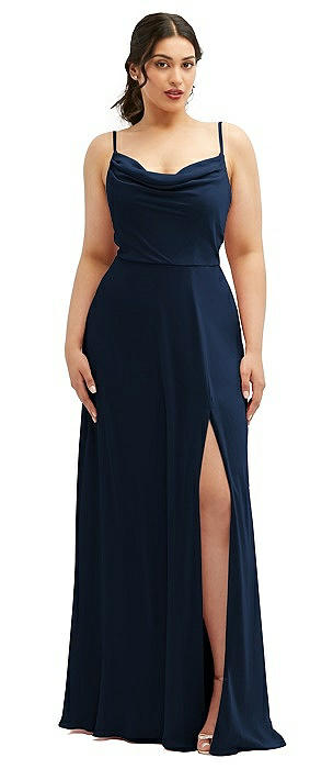 Soft Cowl-Neck A-Line Maxi Dress with Adjustable Straps