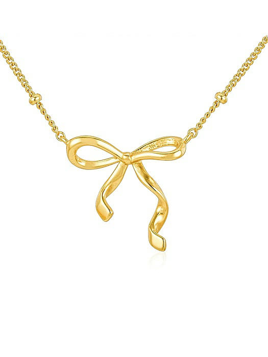 Gold Bow Necklace - 20 inch