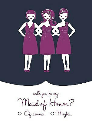 Will You Be My Maid of Honor Card - Girls Checkbox