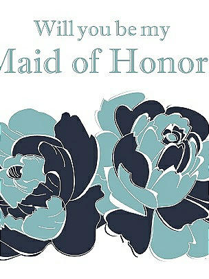 Will You Be My Maid of Honor Card - 2 Color Flowers