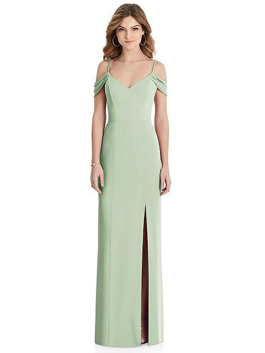 Off-the-Shoulder Chiffon Trumpet Gown with Front Slit