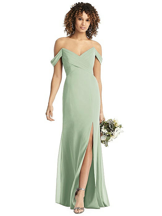 Off-the-Shoulder Criss Cross Bodice Trumpet Gown