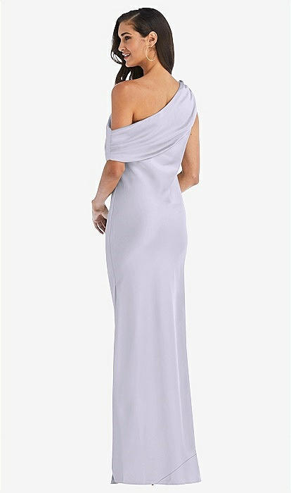 Draped One-shoulder Convertible Maxi Slip Bridesmaid Dress In Silver Dove
