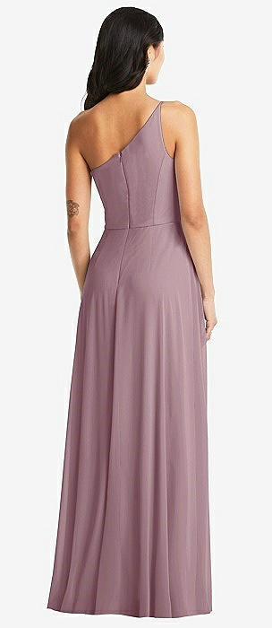 MRECA Dusty Rose One Shoulder Bridesmaid Dresses Long Chiffon 2023