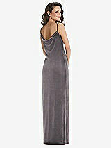 Asymmetrical One-shoulder Velvet Maxi Slip Bridesmaid Dress In Caviar Gray