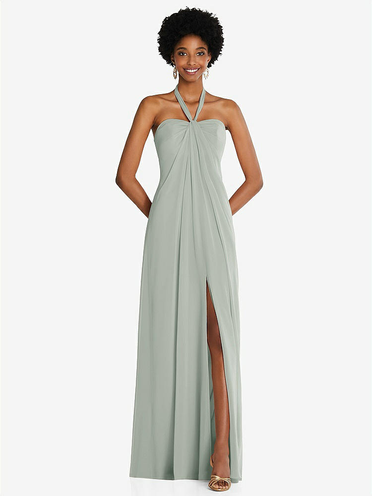 Draped Chiffon Grecian Column Gown with Convertible Straps