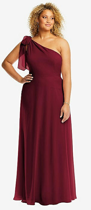 One shoulder burgundy sales bridesmaid dresses