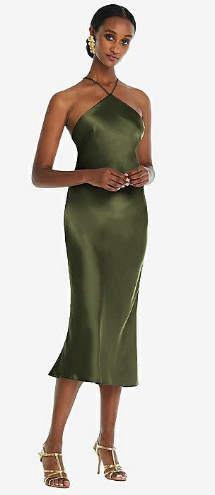 Olive Green Midi Bridesmaid Dresses