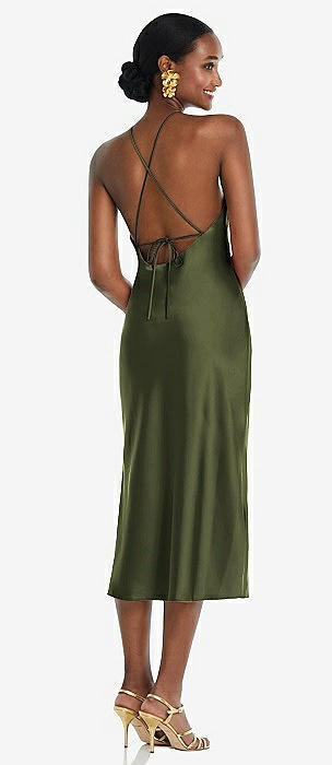 Olive green silk slip hot sale dress