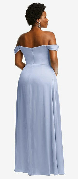 Light blue off the shoulder hot sale bridesmaid dress