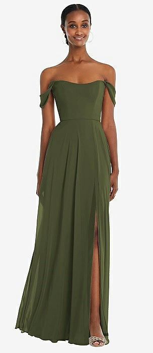 Buy Olive Green A-line Long Dress Online - W for Woman