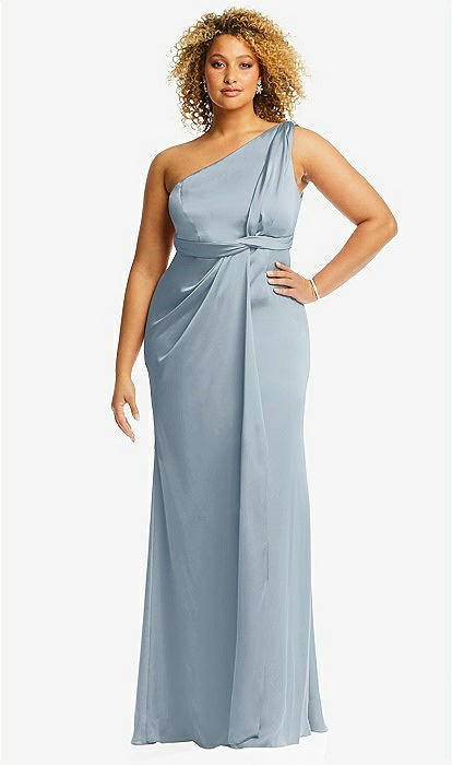 A-line One-Shoulder Satin Prom Dress With Pleated Split - Prom Dresses -  Stacees.