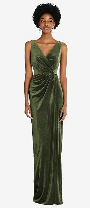 Olive Green Dress, Silk Dress, Wrap Dress, Bridesmaid Dress