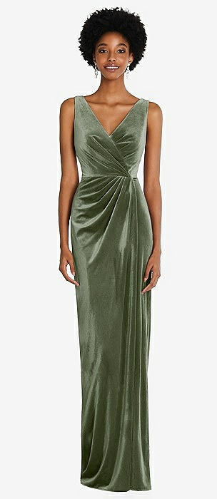 Sage green velvet store dress