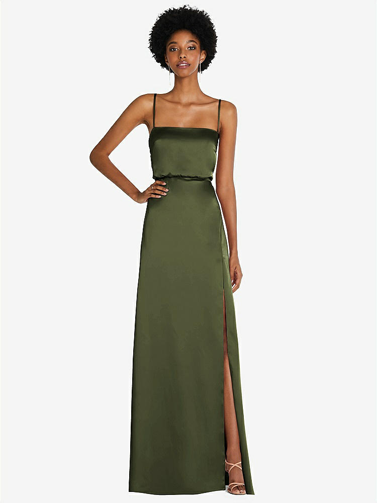 Olive Green Long Dress, Olive Green Tied Back Dress, Olive Green