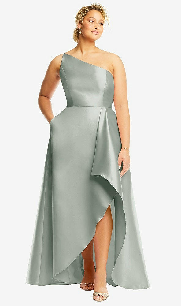 One Shoulder Satin Ruffle Bridesmaid Dress