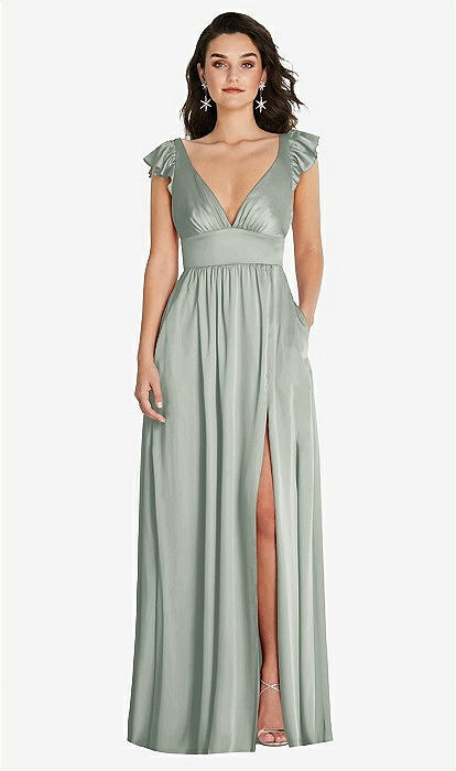DEEP V-NECK BEADED ACCENT FITTED LONG FORMAL EVENING DRESS – Rose Hill  Boutique