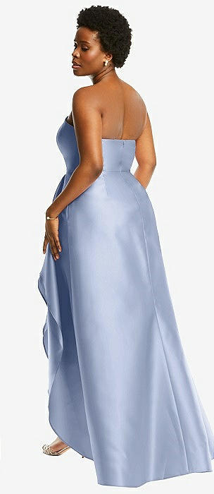 Cuffed Strapless Maxi Bridesmaid Dress With Front Slit In Sky Blue