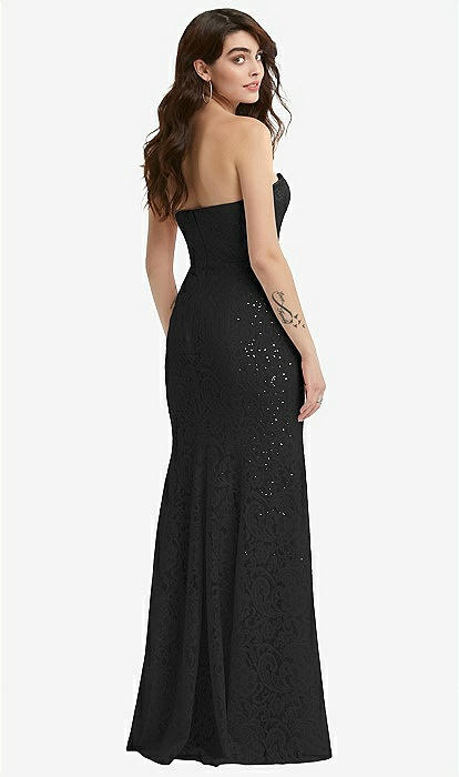Evenings of Elegance Silver Sequin Lace-Up Maxi Dress