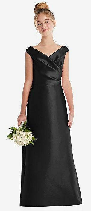 Black Off-The-Shoulder Junior Bridesmaid Dresses