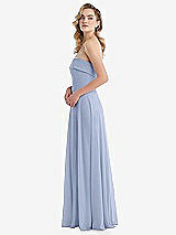 Cuffed Strapless Maxi Bridesmaid Dress With Front Slit In Sky Blue