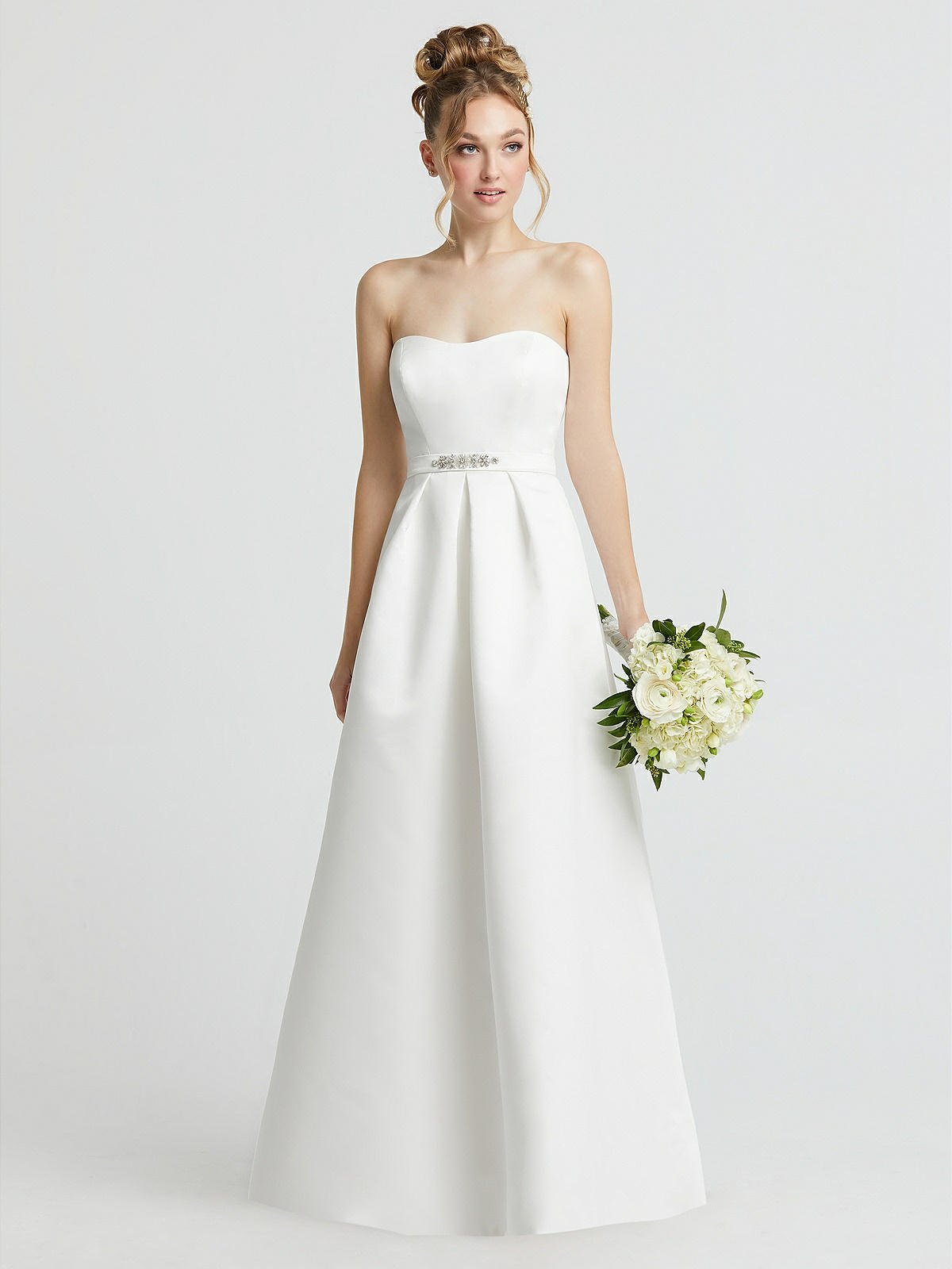 Deep V neck Strapless Satin Wedding Dresses with Pockets VW1867  Satin  wedding dress, White evening dress, Wedding dresses satin