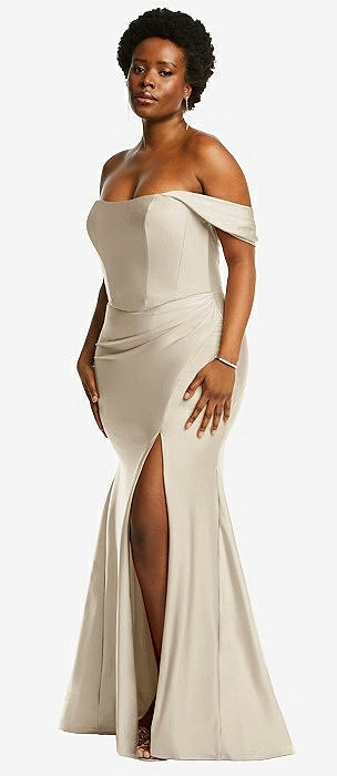 Off the shoulder champagne hot sale dress