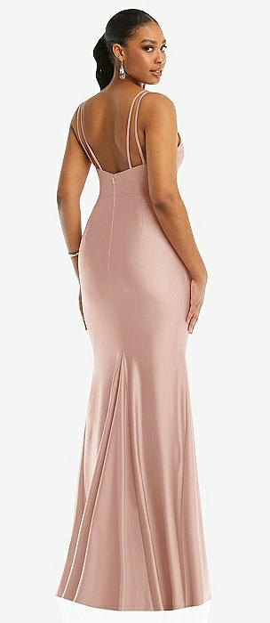 Plunge Neckline Cutout Low Back Stretch Satin Mermaid Bridesmaid