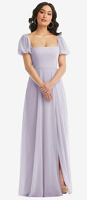 Flutter Sleeve V-keyhole Chiffon Maxi Bridesmaid Dress In Moondance